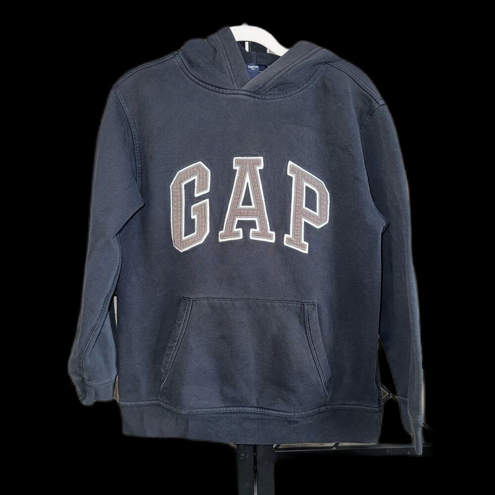 GAP Y2K Boy’s XXL Faded Black Graphic Pullover Hoodie Pocketed Skater Streetwear